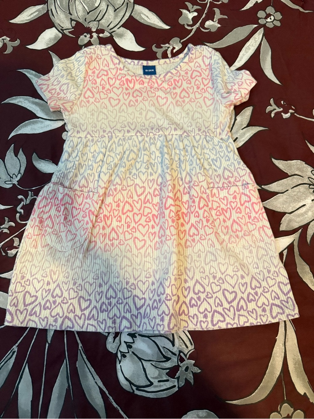 GAP Kids Heart Print Short Sleeve Dress - Pink, Purple, Blue